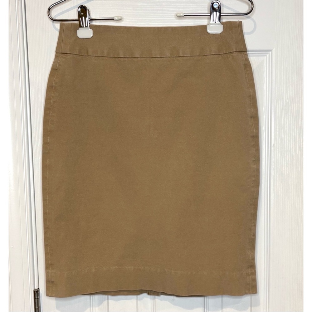 Banana Republic Size 4 Cotton Pencil Skirt, Tan Khaki above knee career - Picture 2 of 12